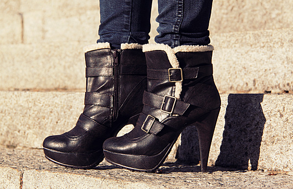 shearling boots new look